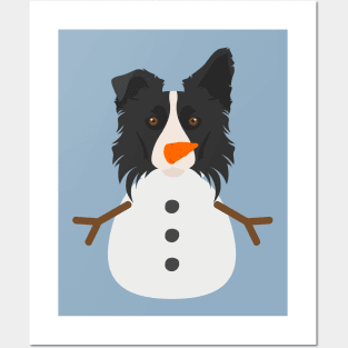 Funny Snowman Border Collie Dog Posters and Art